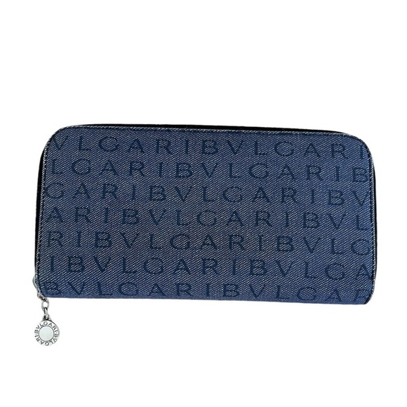 Auth Bulgari Rettare Logo Mania Zip Around Wallet Italy - Picture 1 of 15